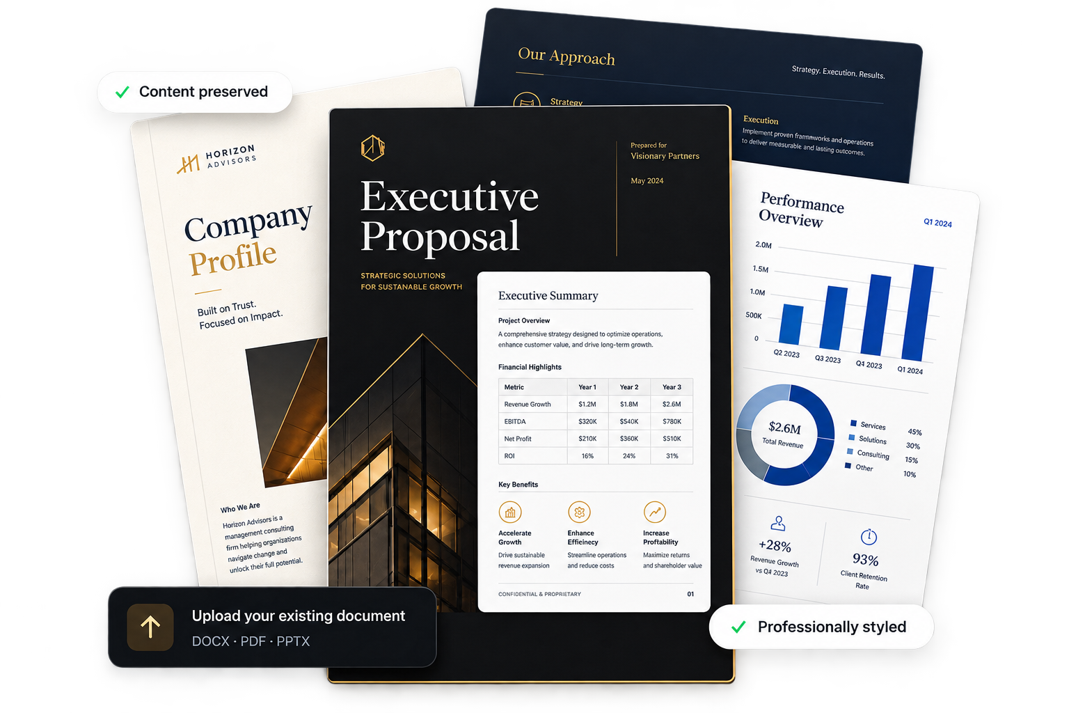 Impressa Doc homepage hero document mockup